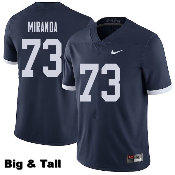 NCAA Nike Men's Penn State Nittany Lions Mike Miranda #73 College Football Authentic Throwback Big & Tall Navy Stitched Jersey LAA6098EO